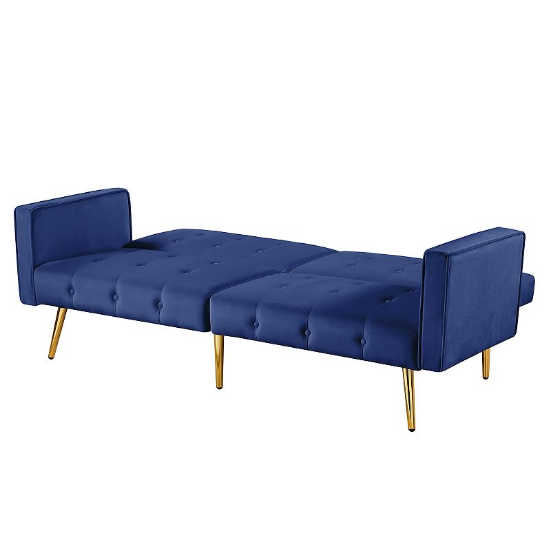 F.c Design Velvet Button Tufted Sofa Bed With Armrest Stylish And Comfortable Convertible Furniture