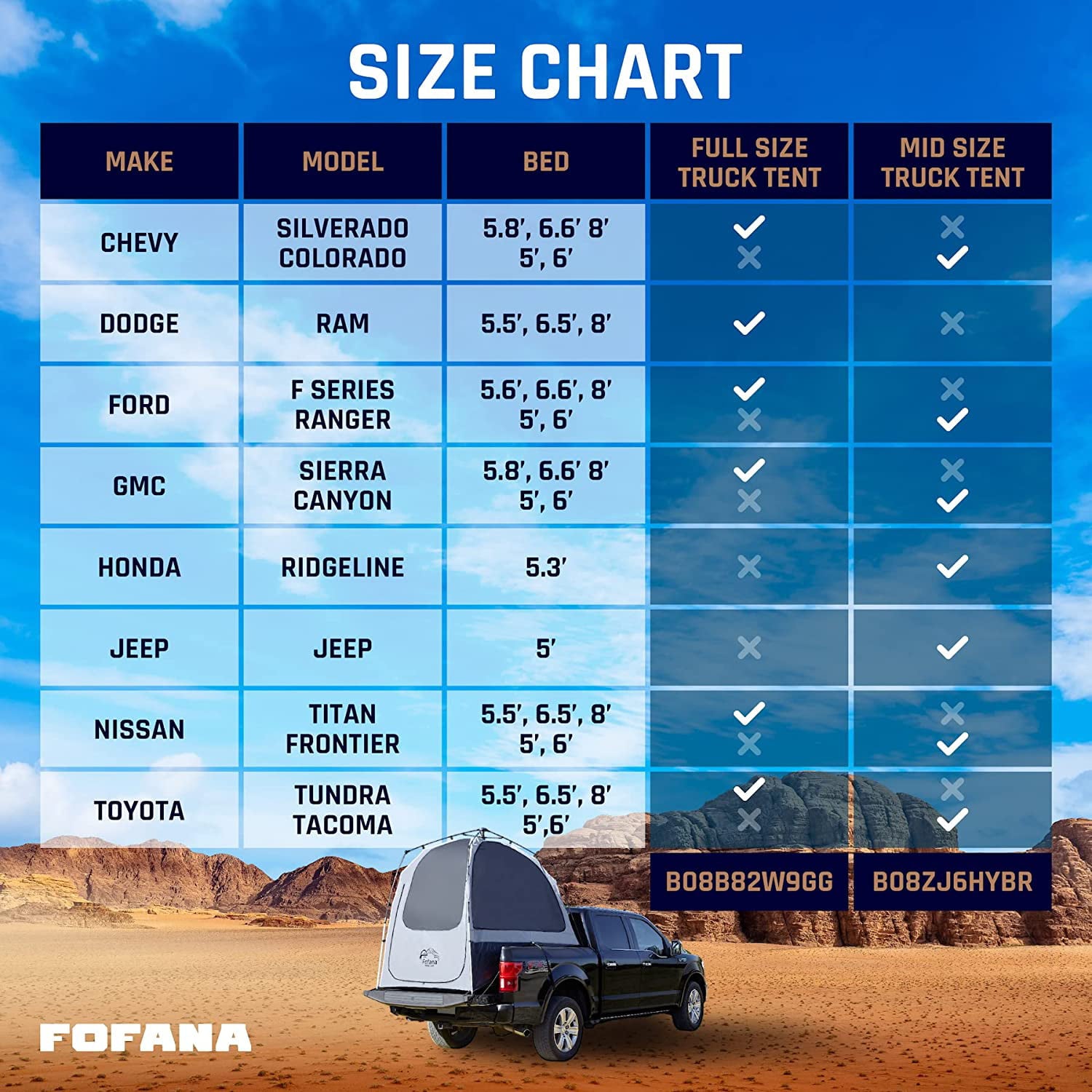 FOFANA Truck Bed Tent for Camping - Automatic Setup - Pickup Truck Tent for Full Size| Camper Shell for Overland Camping