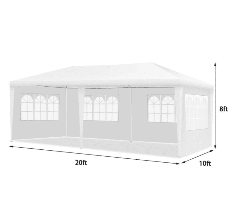 Vebreda 10'x20' Canopy Tent Heavy Duty Wedding Party Tent 4 Sidewalls W/Carry Bag