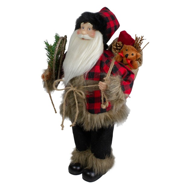 Standing Santa Christmas Figure With Snow Shoes And Bear