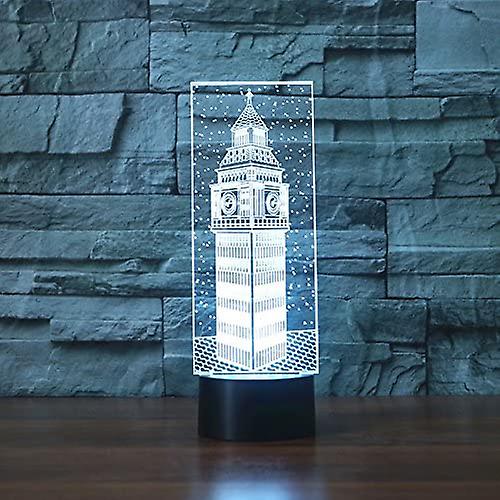 3d Big Ben Night Light 7 Color Change Led Table Desk Lamp Acrylic Flat Abs Base Usb Charger Home Toy Brithday Xmas Kid Children Gift