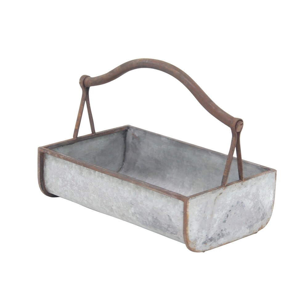 Grey Iron Farmhouse Planter (Set of 2)   18 x 12 x 16