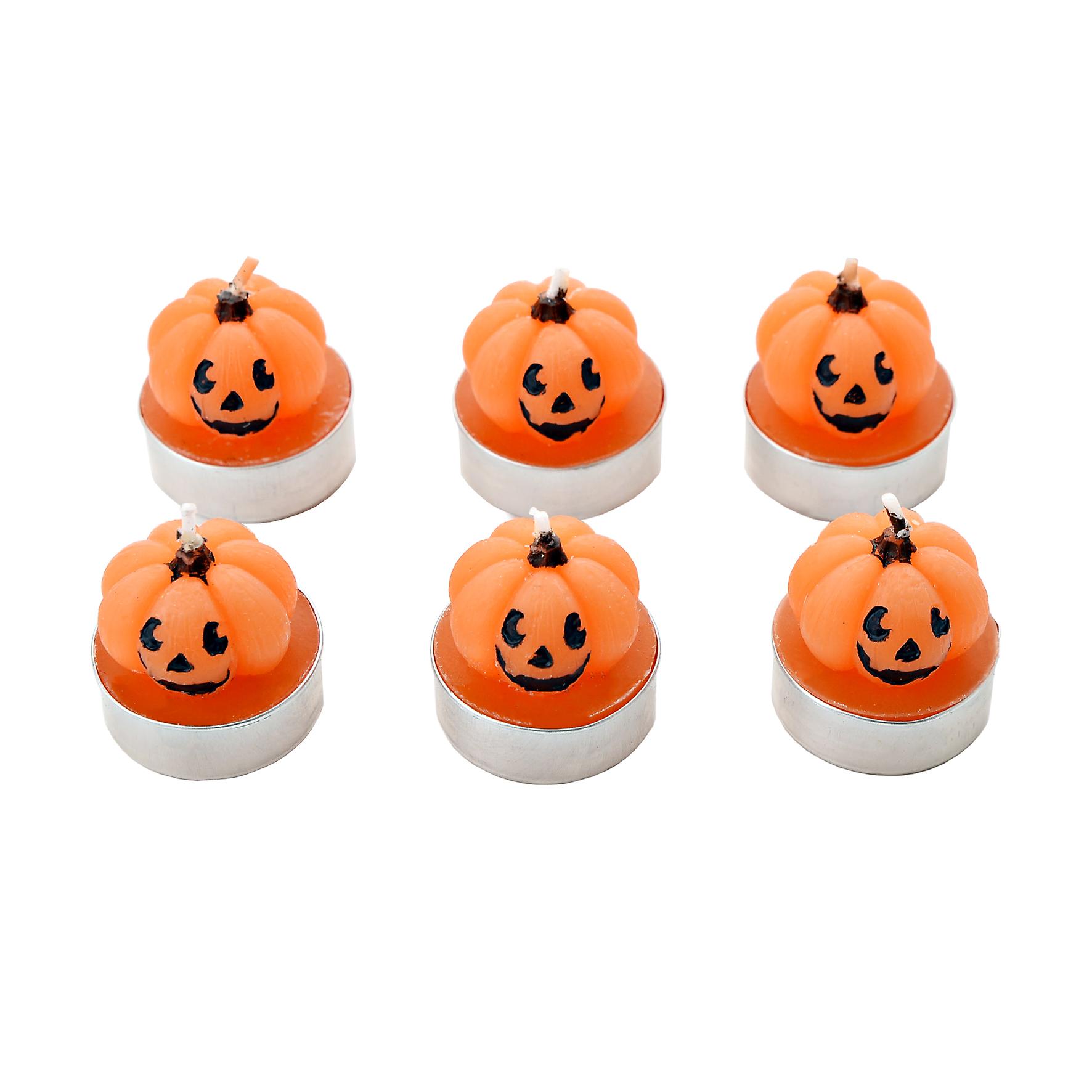 Widdop Set of 6 Pumpkin Halloween Tea Lights