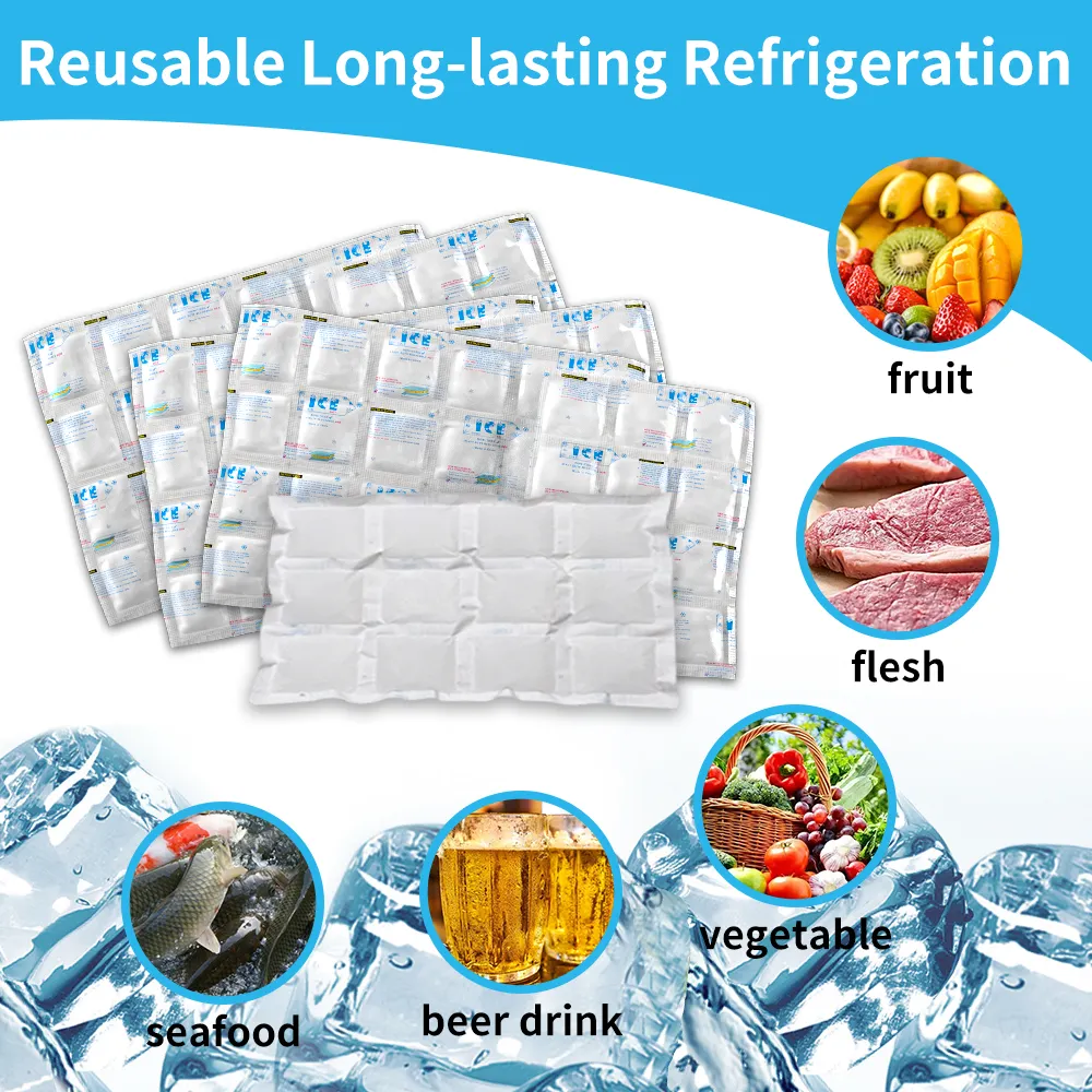 22*29 cm 4*3 cells soak ice pack gel high quality water absorbent ice pads for fresh frozen food wine cans transportation