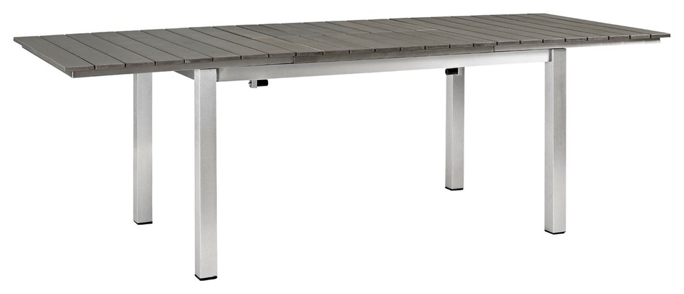 Modern Contemporary Urban Design Outdoor Patio Dining Table  Gray Gray  Aluminum   Contemporary   Outdoor Dining Tables   by House Bound  Houzz