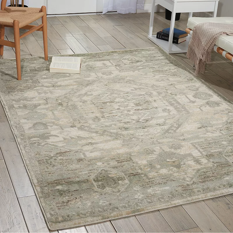 Nourison Euphoria Distressed Framed Medallion Rug