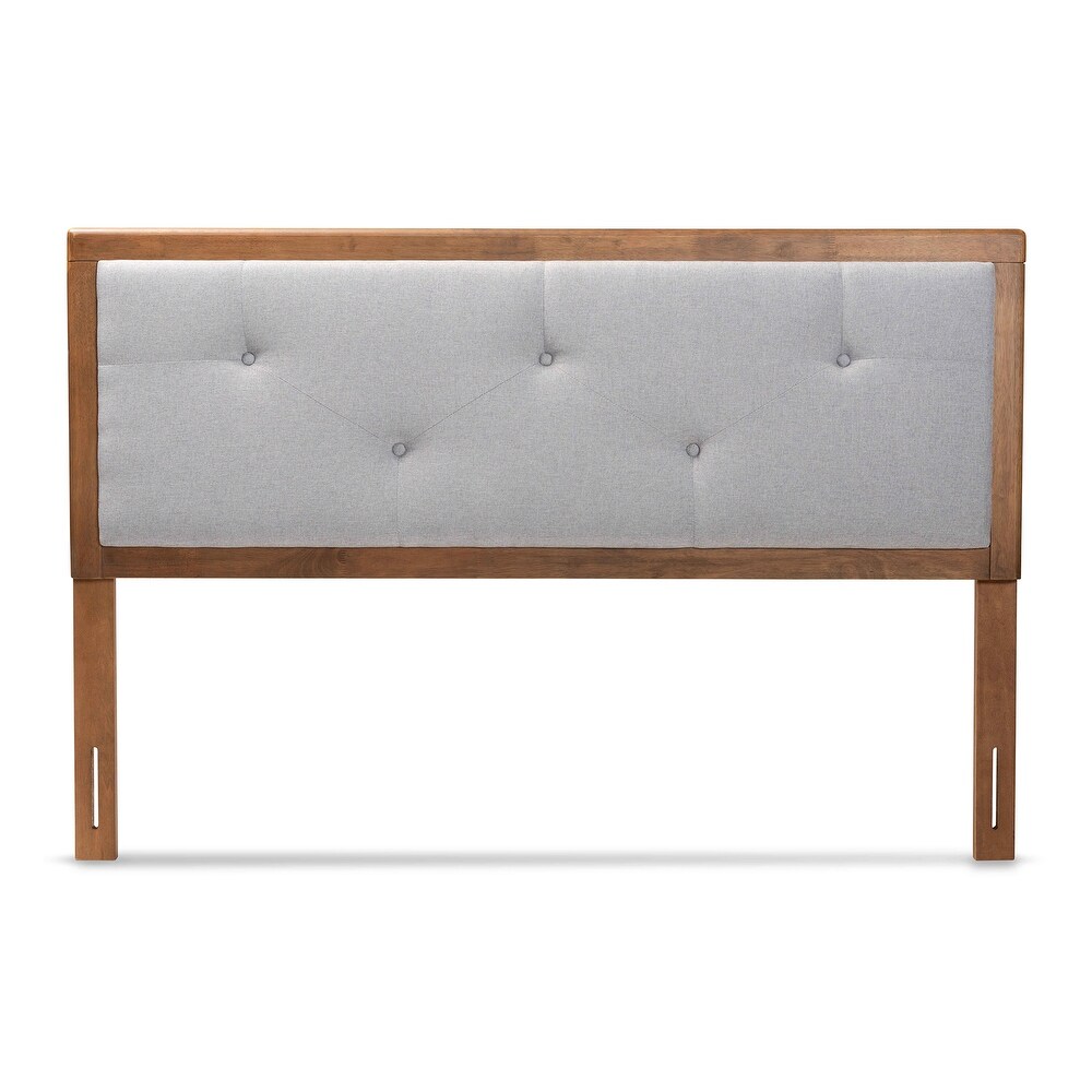 Abner Modern and Contemporary Fabric and Wood Headboard Light Grey