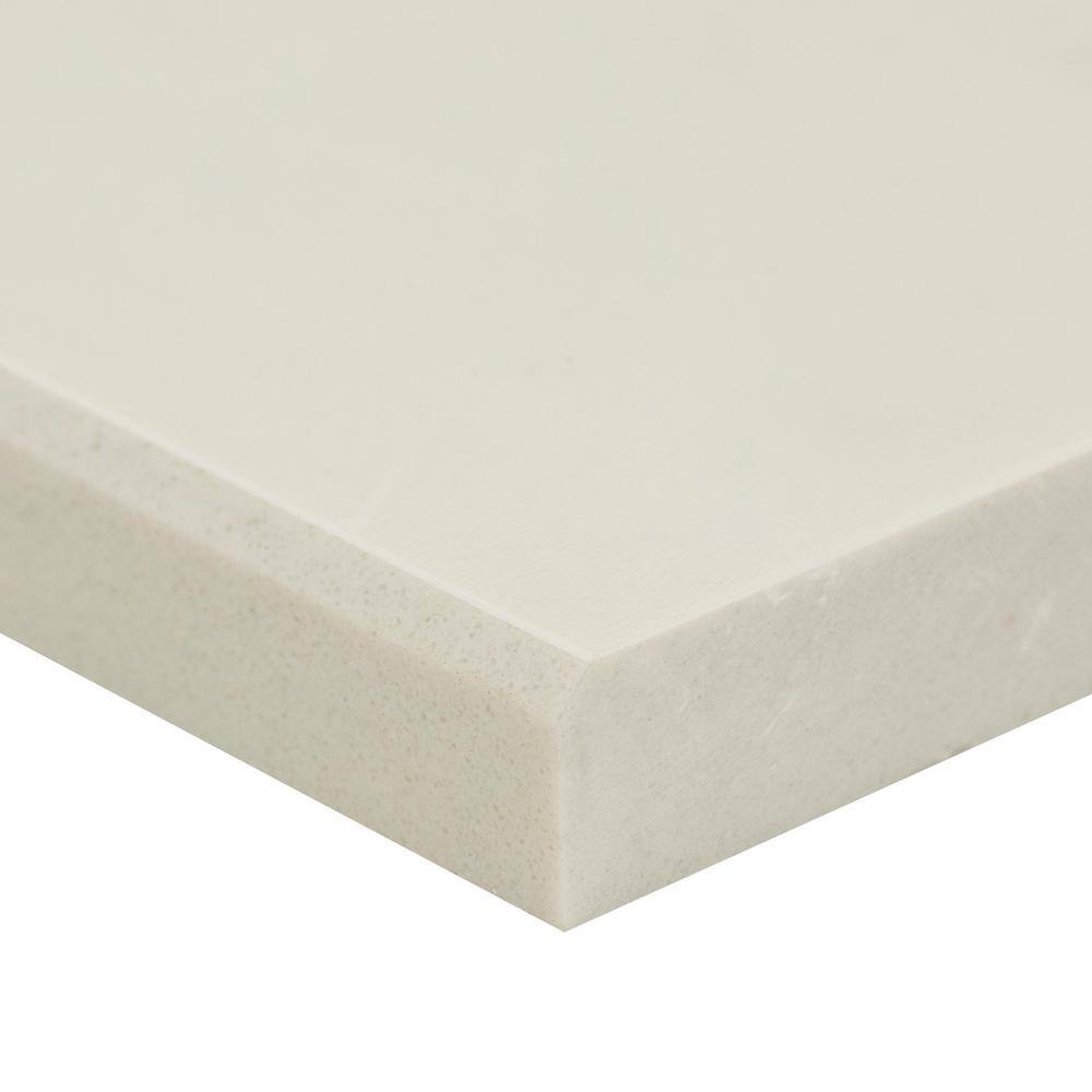 MSI Calacatta Nowy White Double Beveled 4 in. x 36 in. Polished Engineered Marble Threshold Tile Trim THD2CALNOW4X36