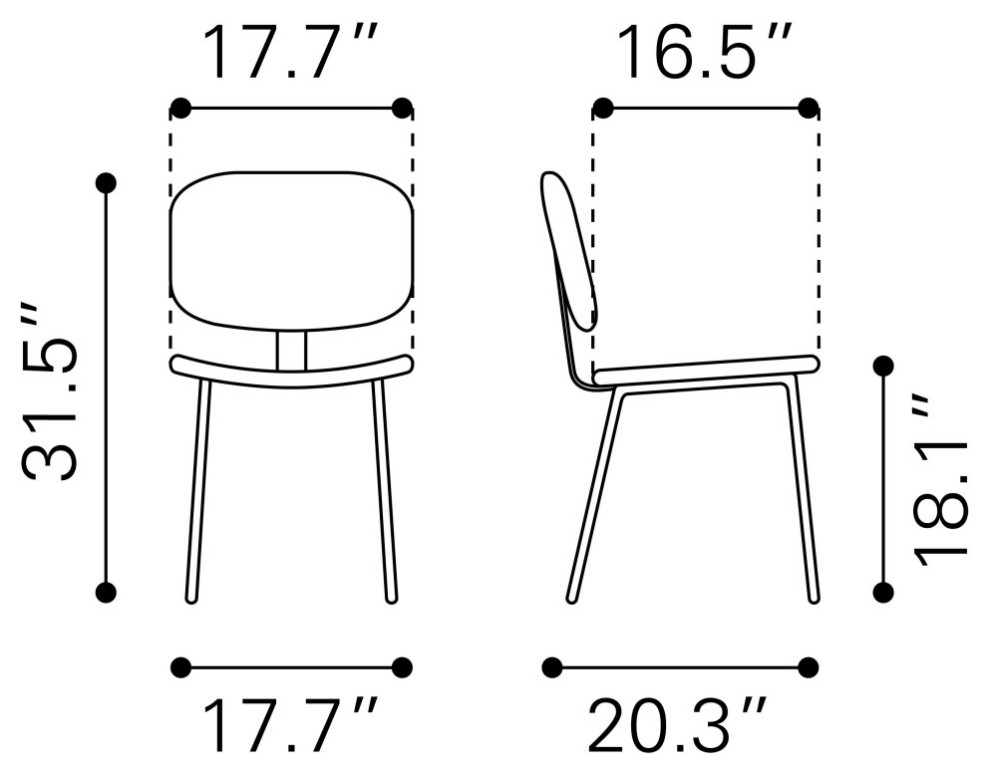 Worcester Dining Chair (Set of 2) Gray   Industrial   Dining Chairs   by Sideboards and Things  Houzz