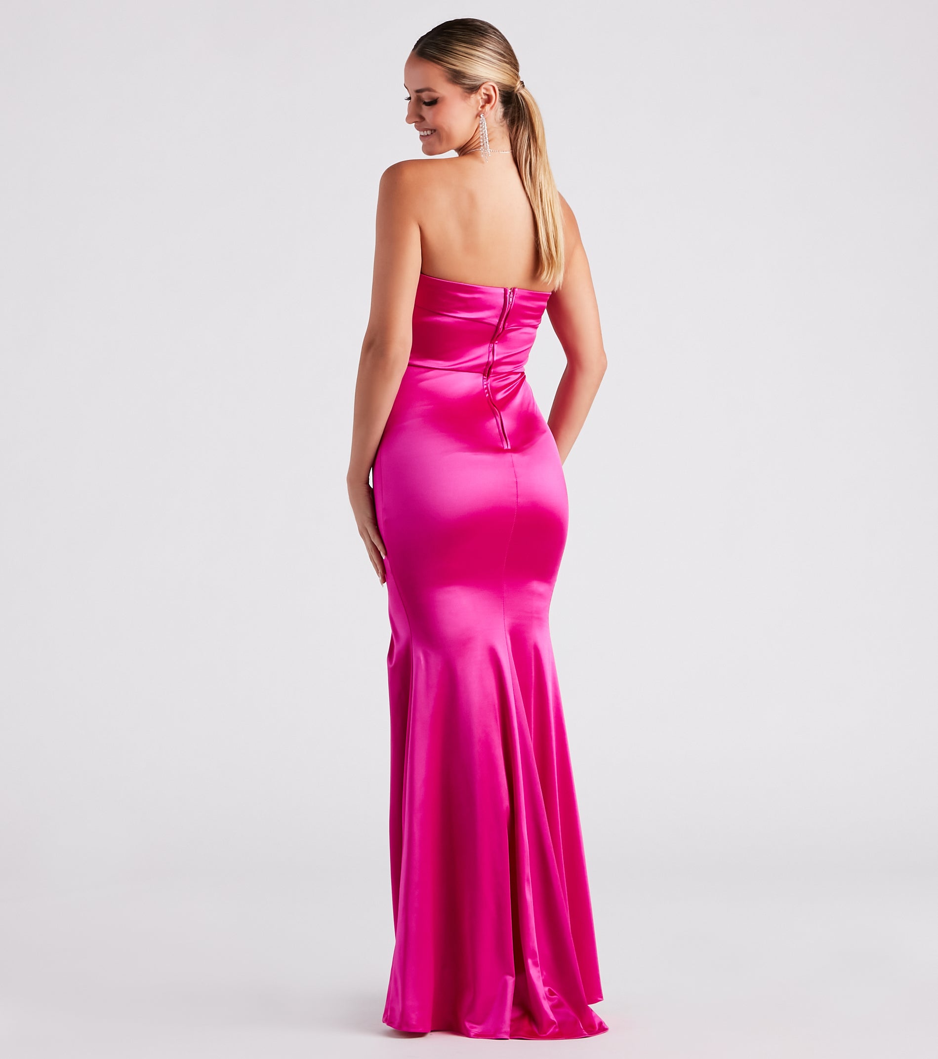 Mia Formal Satin Strapless Long Dress