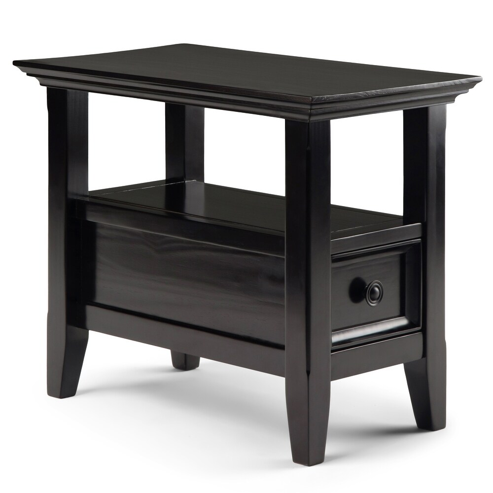 WYNDENHALL Halifax SOLID WOOD 14 inch Wide Rectangle Transitional Narrow Side Table in Hickory Brown   14 inch Wide