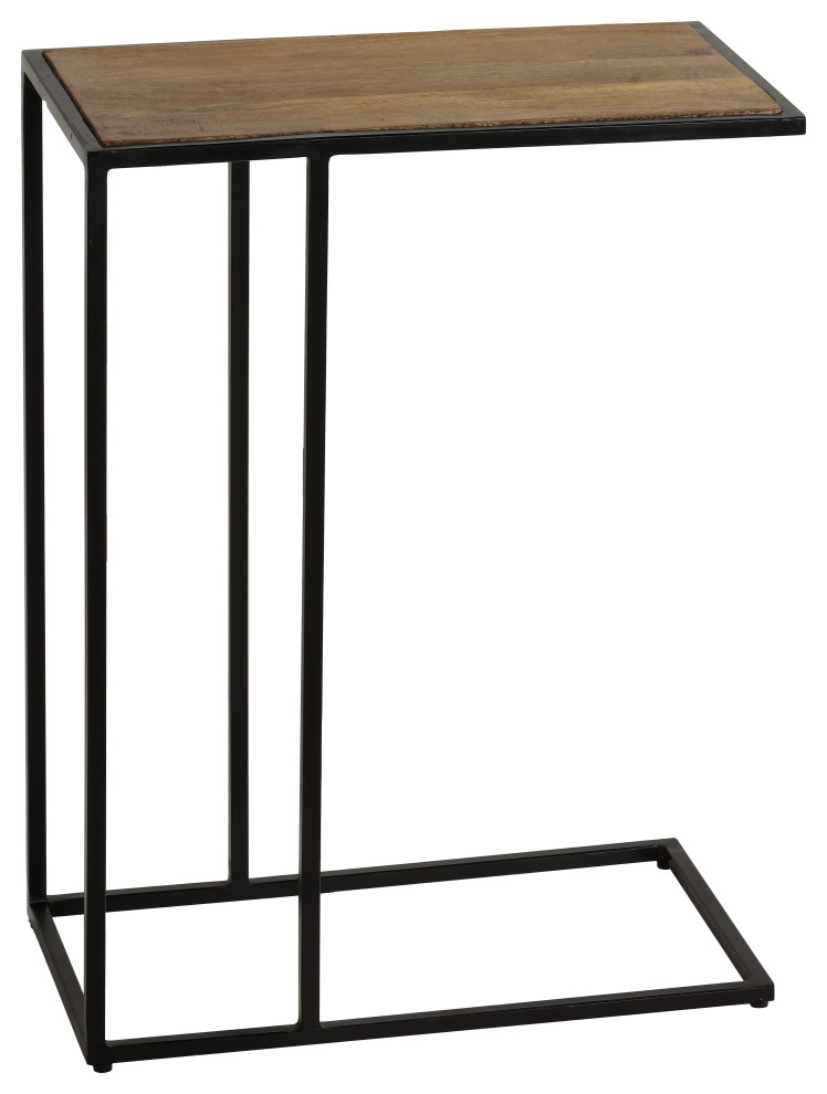 Bare Decor Toronto Accent C Table  Black Metal/Wooden Top  18x10   Industrial   Side Tables And End Tables   by CozyStreet  Houzz