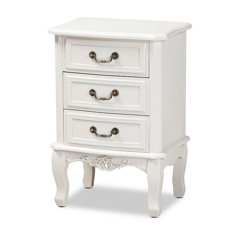 Baxton Studio Gabrielle 3-Drawer Nightstand Table