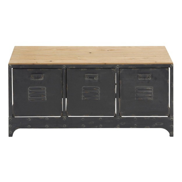 Wood Storage Bench 3 Drawers Black Olivia amp May