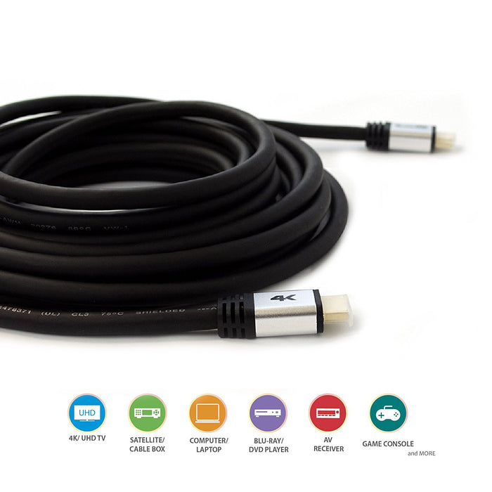 QualGear 30 Ft HighSpeed Long HDMI 20 Cable with 24K Gold Plated Co