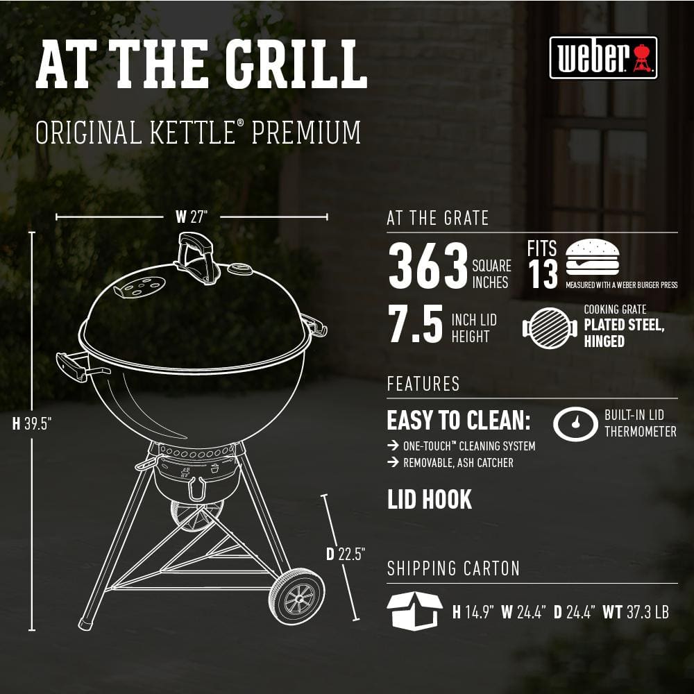 Weber 22 in. Original Kettle Premium Charcoal Grill in Copper with Built-In Thermometer 14402001