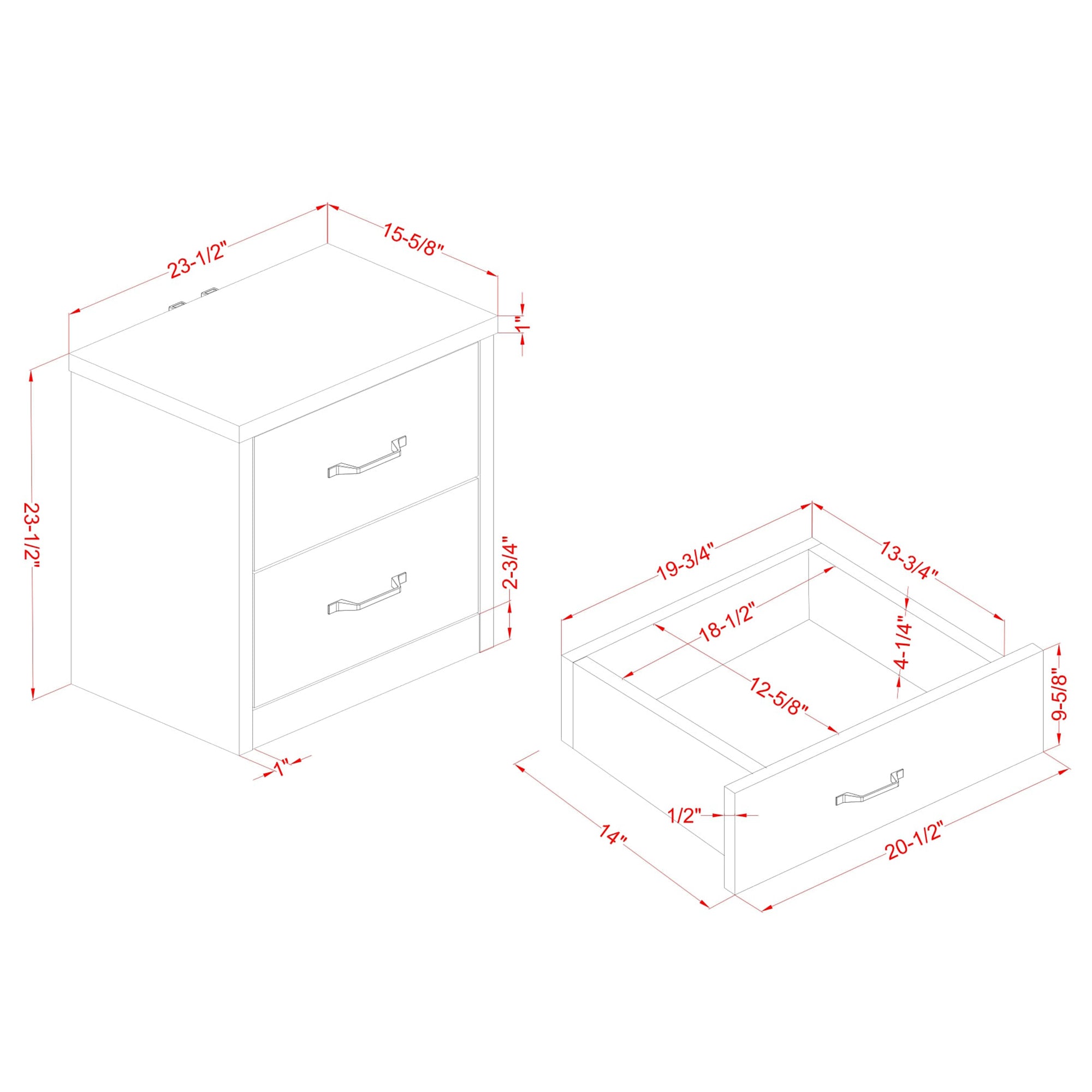 Furniture of America Volo Transitional 2-Drawer Nightstand with USB Port, Walnut