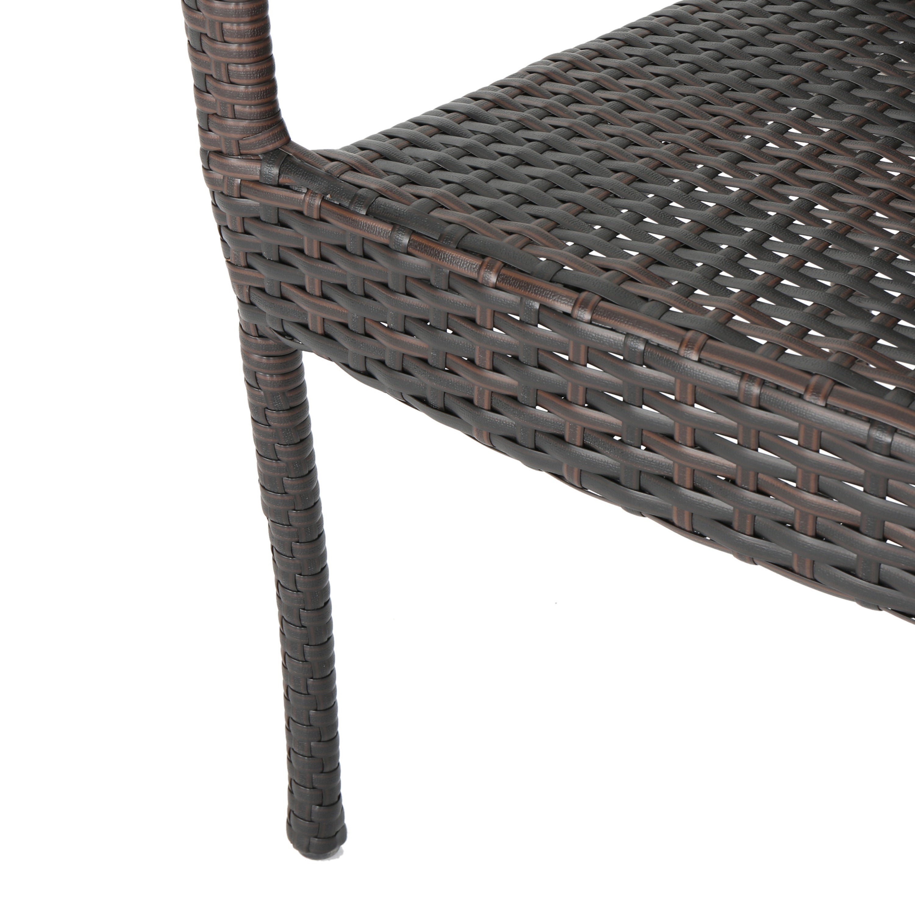 GDF Studio Ferndale Outdoor Wicker Stacking Dining Chairs, Set of 2, Multibrown