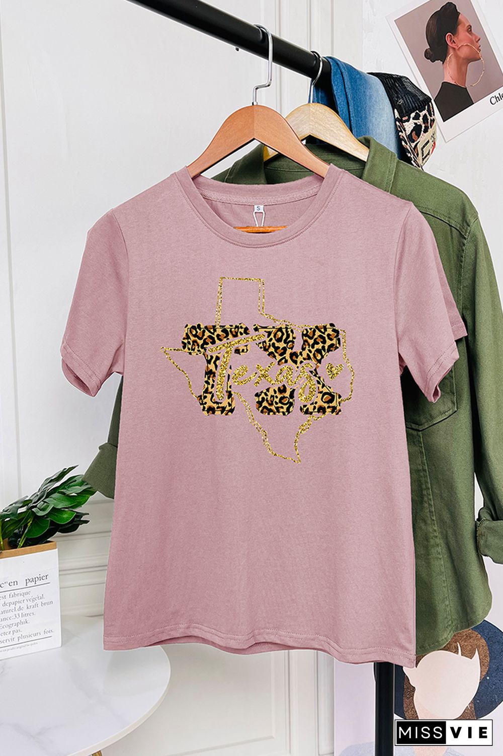 Texas Leopard Print Short Sleeve Graphic Tee Wholesale