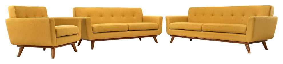 Giselle Citrus Sofa Loveseat and Armchair Set of 3   Midcentury   Living Room Furniture Sets   by V.S.D Furniture  Houzz