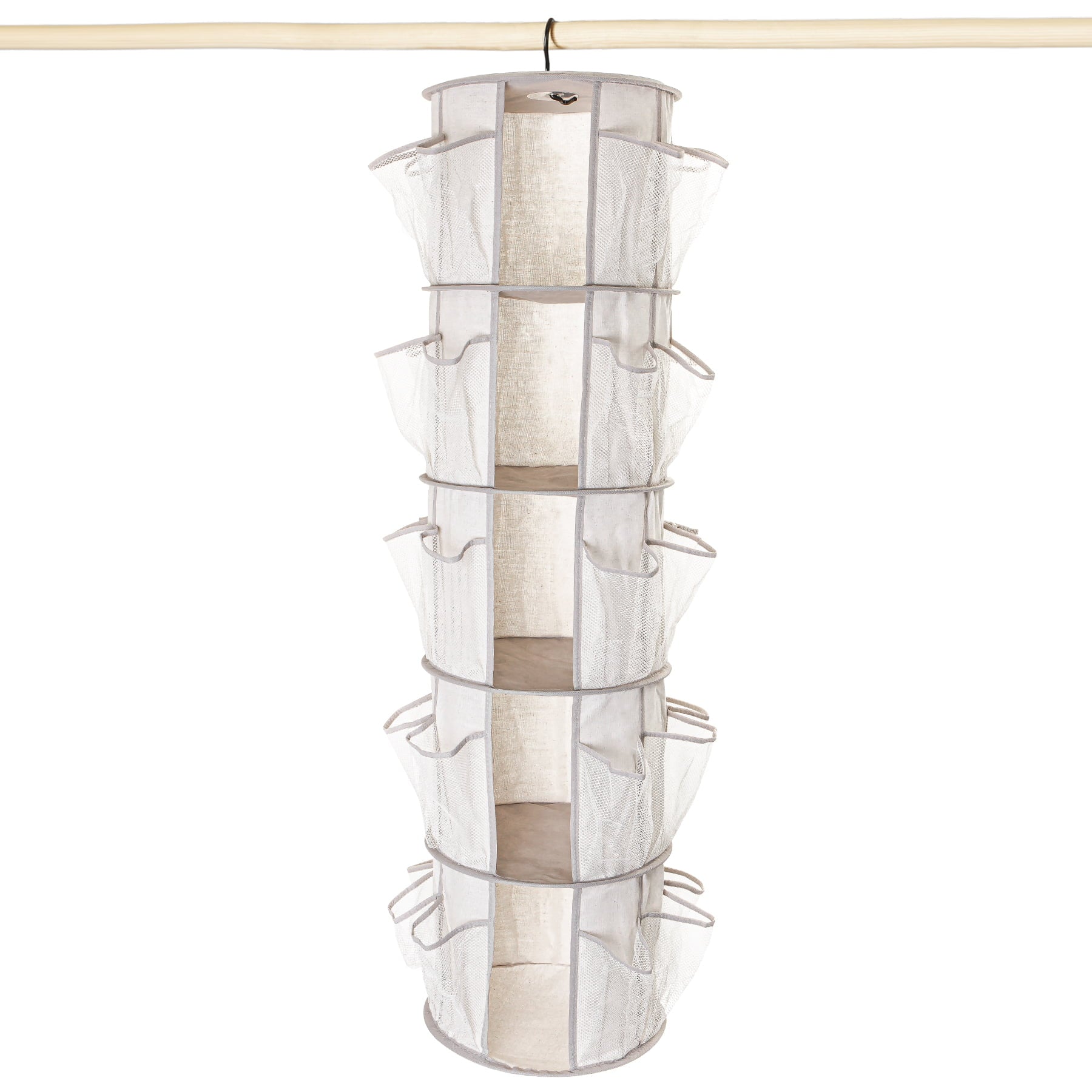 Mainstays 5-Tier/40-Pocket Canvas Carousel Organizer - Closet Storage-Hanging Storage