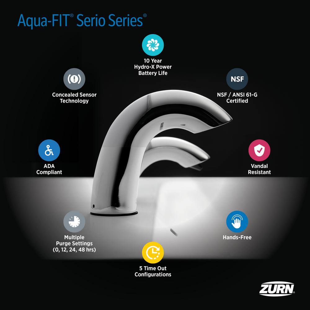 Zurn Aqua-FIT Serio Hydro Power Touchless Single Hole Bathroom Faucet with 1.5 GPMA erator and Chrome Plated in Chrome Z6950-XL-S-E