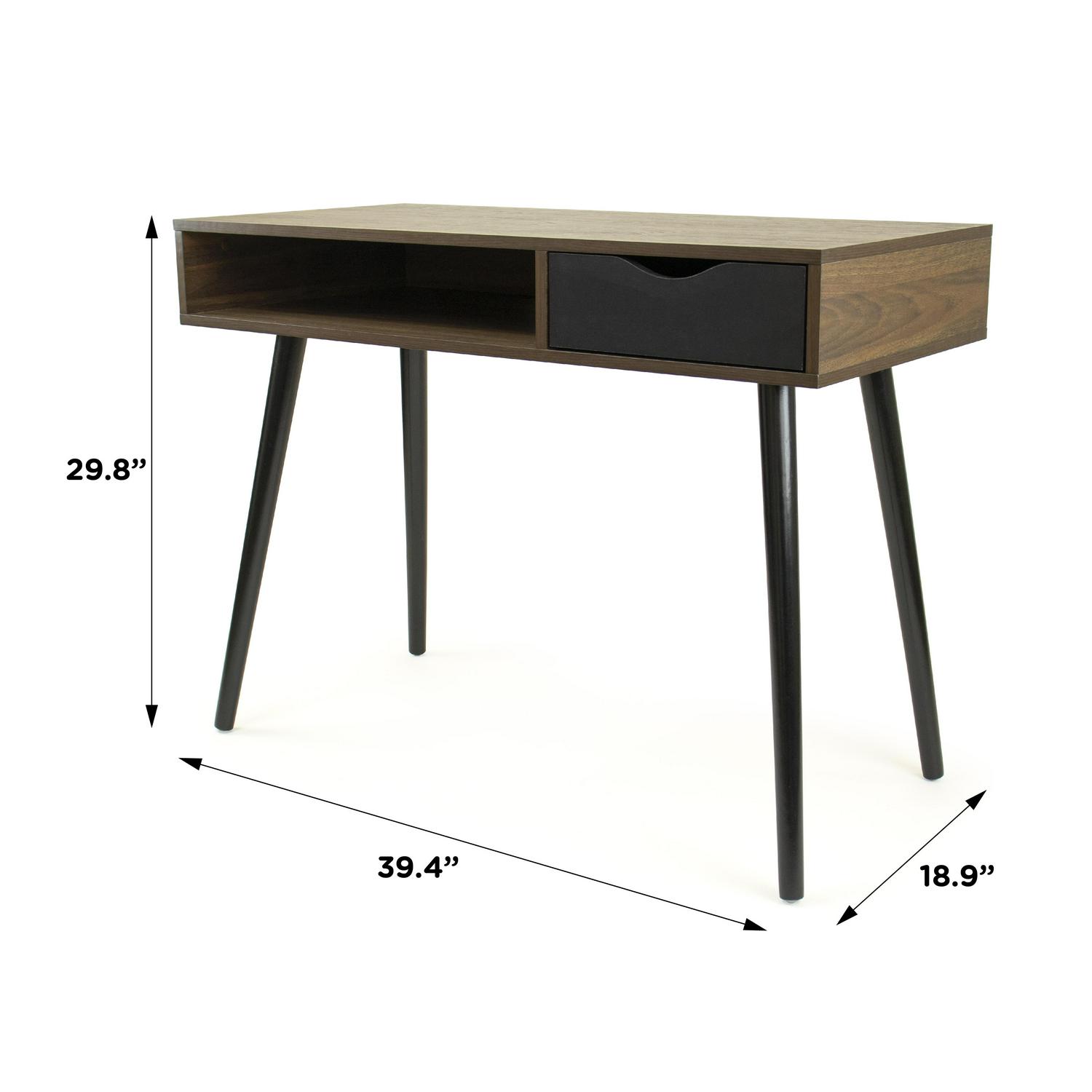 Humble Crew Writing Desk with Drawer Storage Dark Wood