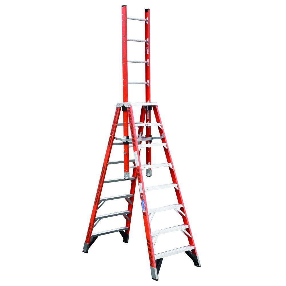 Werner 8 ft. Fiberglass Extension Trestle Step Ladder with 300 lb. Load Capacity Type IA Duty Rating E7408