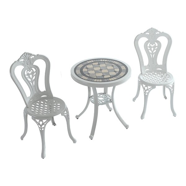 3Piece Cast Aluminum Bistro Table and Chairs Set