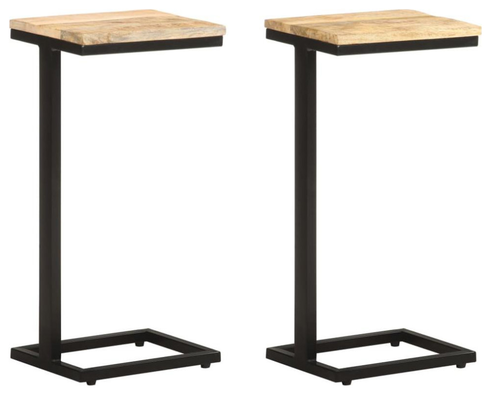 Vidaxl Side Tables 2 Pcs 12.4X9.6X25.4 Rough Mango Wood   Industrial   Side Tables And End Tables   by BisonOffice  Houzz