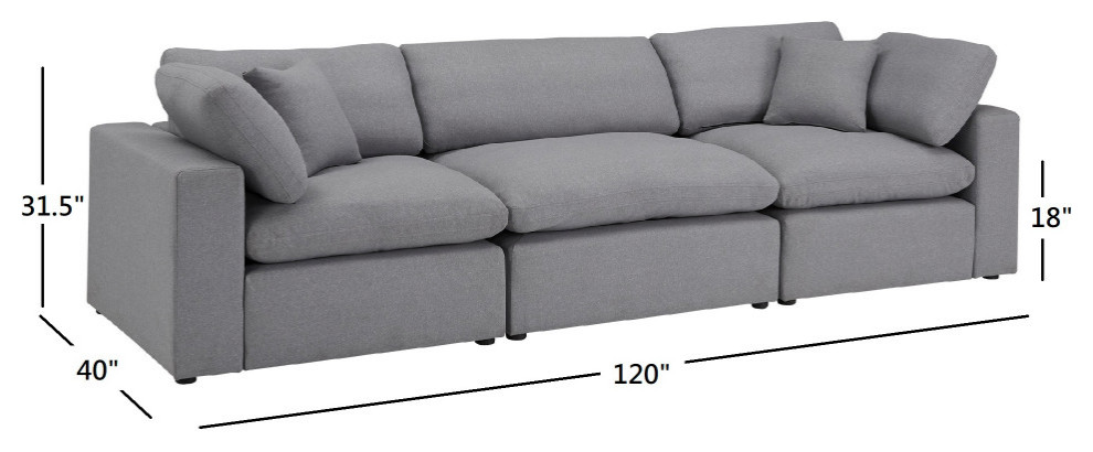 Avilla Grey Linen Weave Down Blend Sofa   Transitional   Sofas   by Inspire Q  Houzz