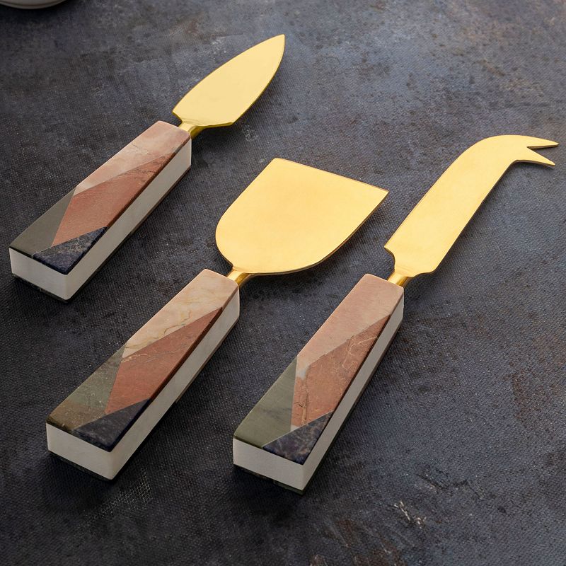 Galicia Marble Cheese Knives， Set of 3