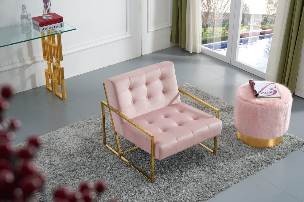 Pierre Gold Accent Chair   Contemporary   Armchairs And Accent Chairs   by Meridian Furniture  Houzz