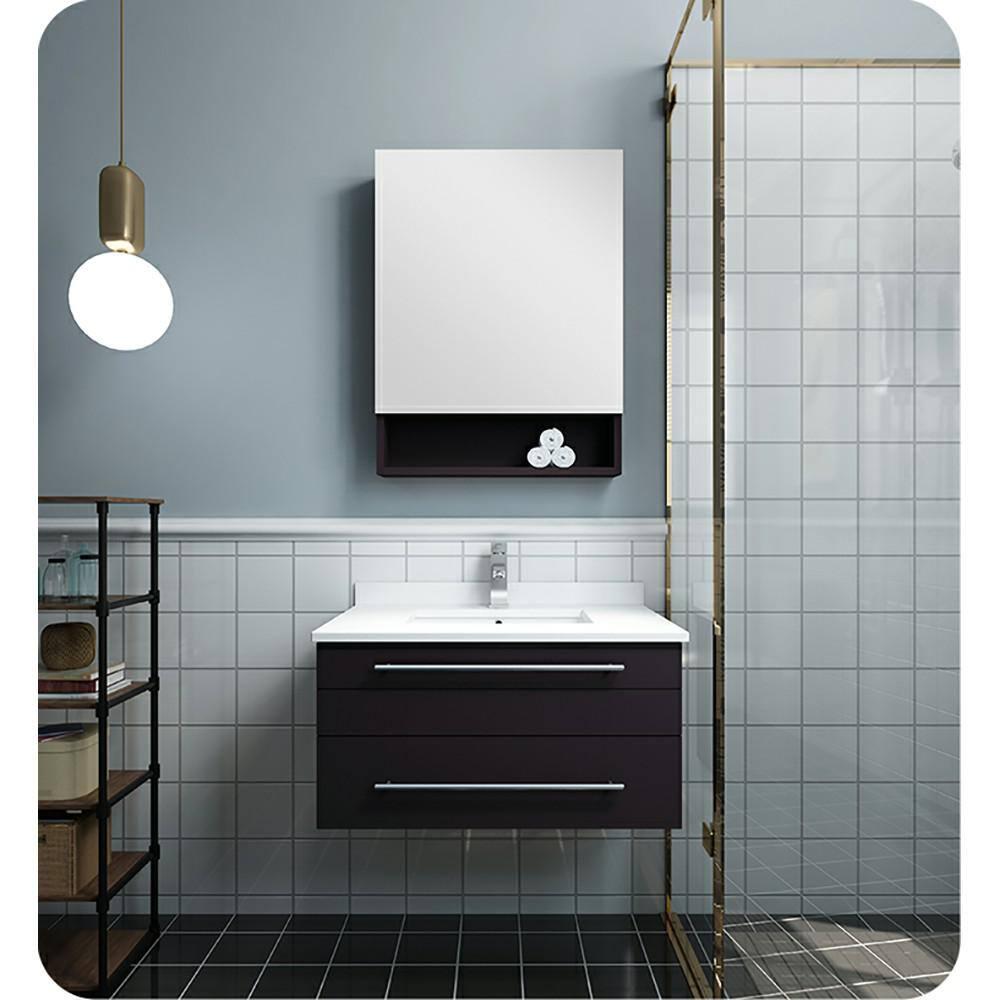 Fresca Lucera 30 in W Wall Hung Bath Vanity Cabinet Only in Espresso