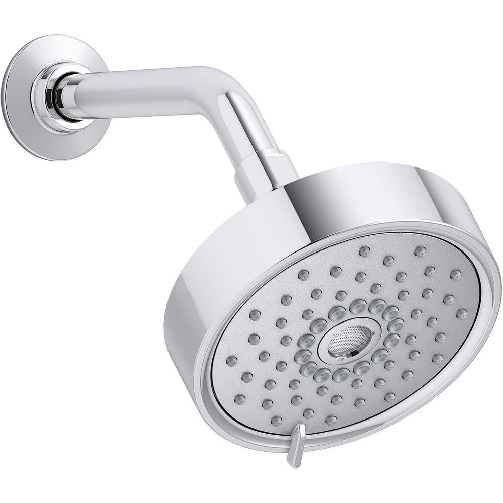 KOHLER Purist 3-Spray Patterns with 1.75 GPM 5.5 in. Single Wall Mount Fixed Shower Head in Polished Chrome 22170-G-CP