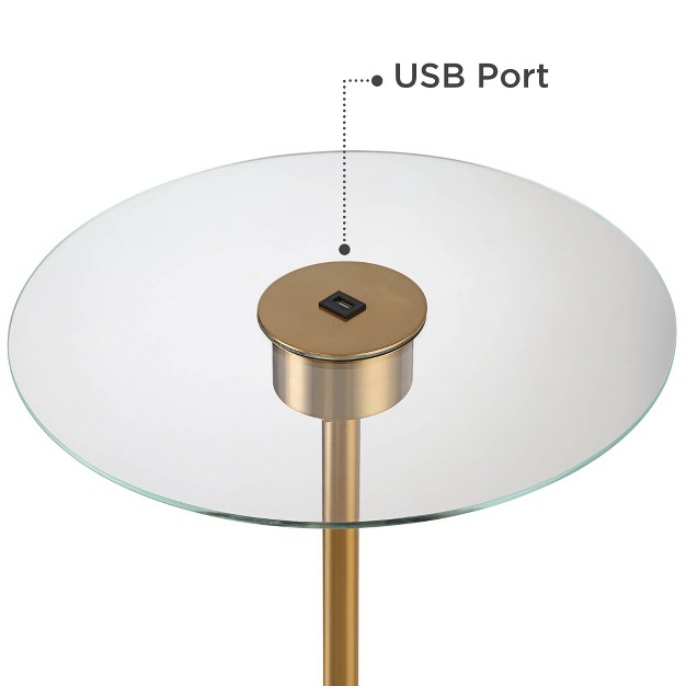 Tall Brass Usb Charging Port White Drum Shade For Living Room Bedroom Office House