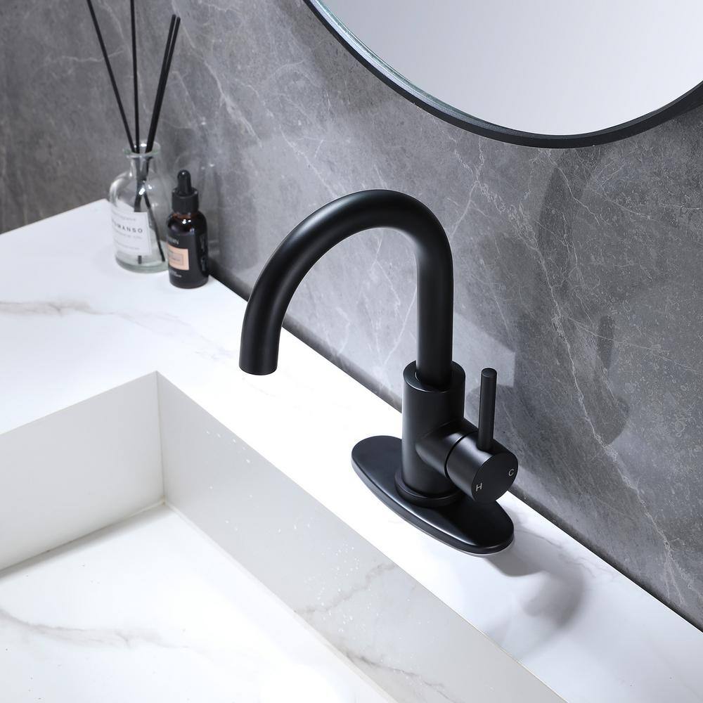 BWE Single Hole Single-Handle Bar Faucet With Swivel Spout in Matte Black B-96025-Black