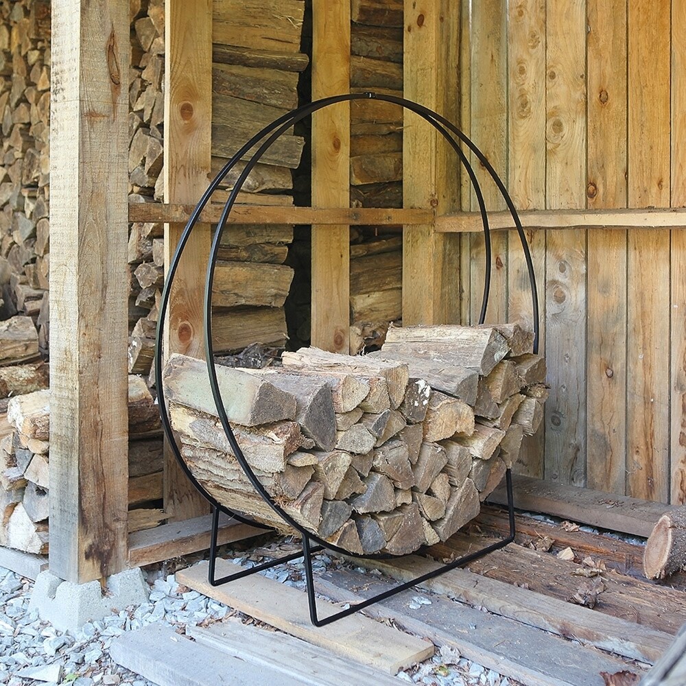 Minuteman International Large Log Holder Hoop  51 Inch Tall  Black