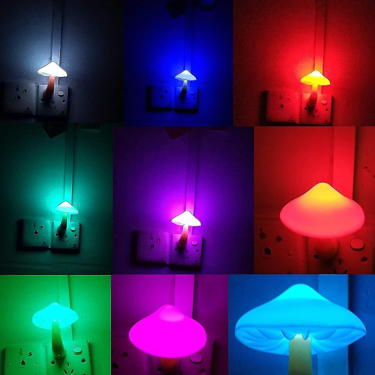 Liangnv 2pack Sensor Led Night Light Plug In Lamp 7 Color Changing Mushroom Light Cute Night Lights