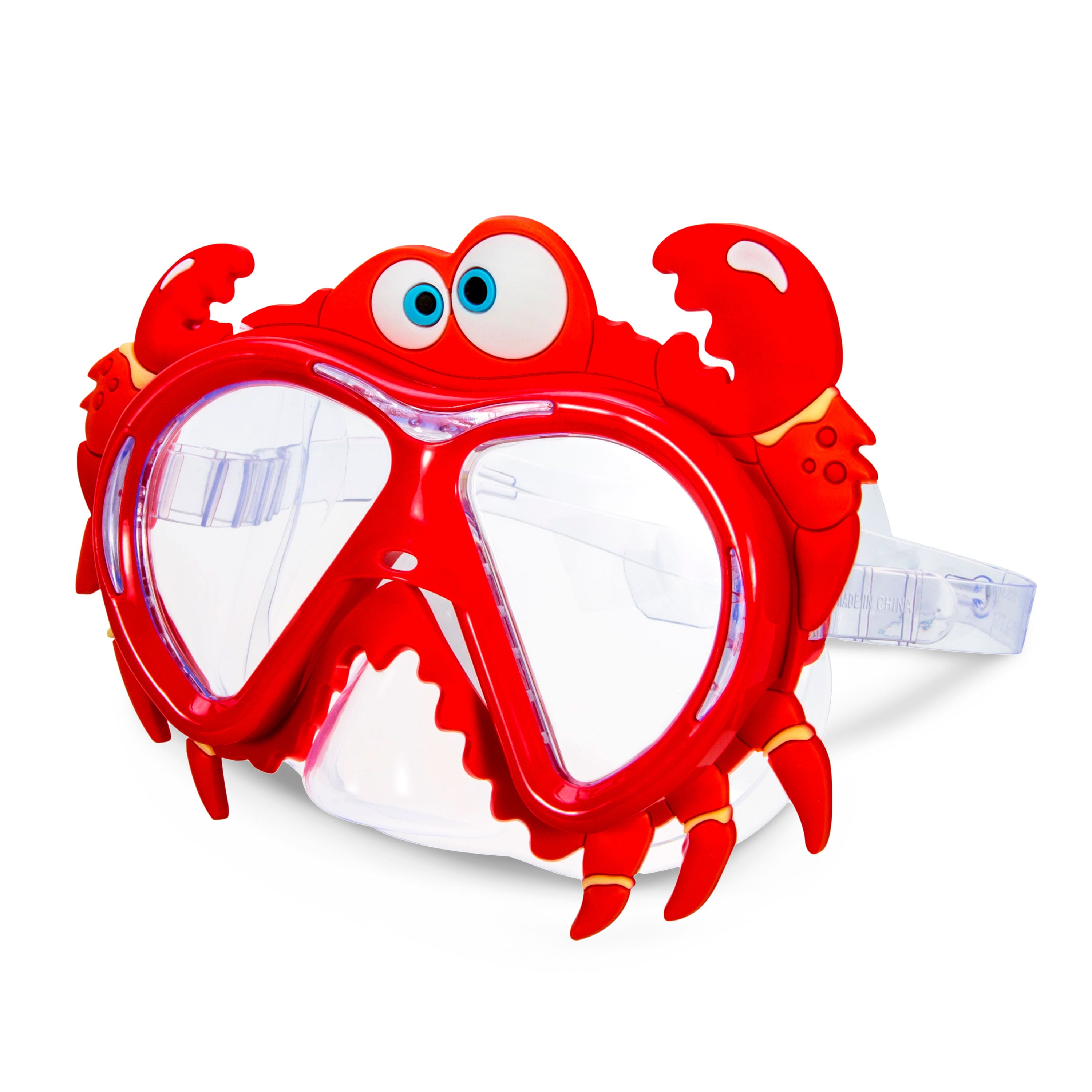 Eye Pop Red and Clear Swimming Sport Goggles For Kids, Ages 4 Years and Up, Crab Character