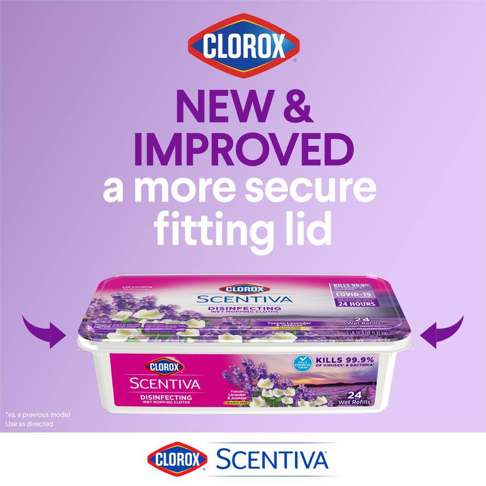 CLOROX SCENTIVA Scentiva Tuscan Lavender and Jasmine Scent Bleach Free Disinfecting Wet Mop Pad Refills (24-Count) 4460032033