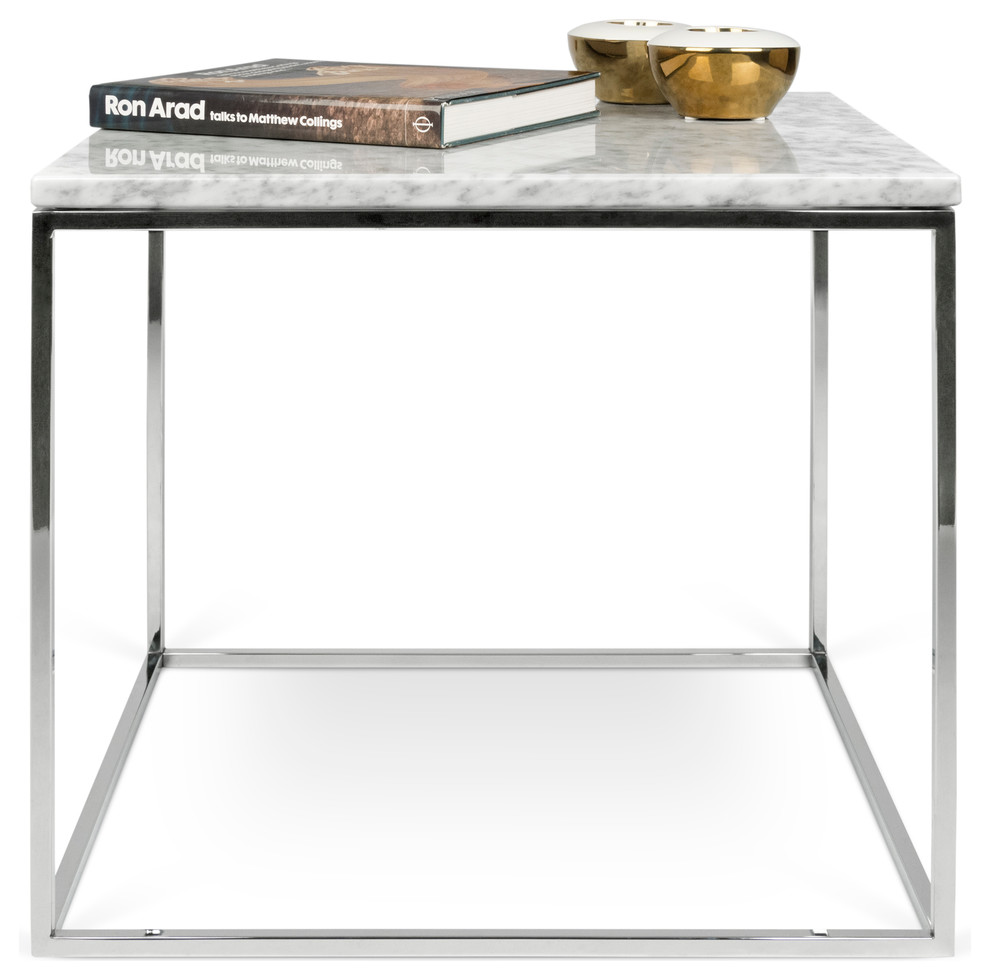 Gleam 20 quotx20 quotMarble Side Table   Industrial   Side Tables And End Tables   by TEMAHOME  Houzz