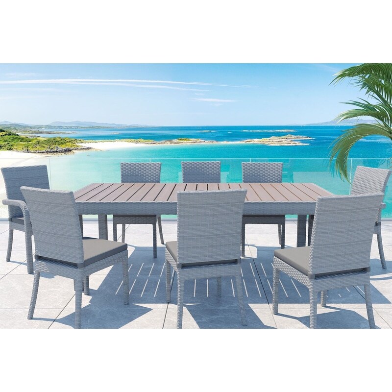 Mescota 9 Piece Outdoor Patio Dining Set  Dining Table   8 Chairs