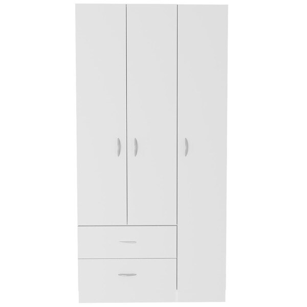 Bosko 3 Doors Armoire， 2 Drawers， 4 Shelves， Metal Rod - - 34518435