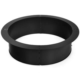 ANGELES HOME 36 in. W x 10 in. H Round Steel Wood and Coal Fuel Fire Pit Ring Liner Fire Pit Kit M63-8HW414