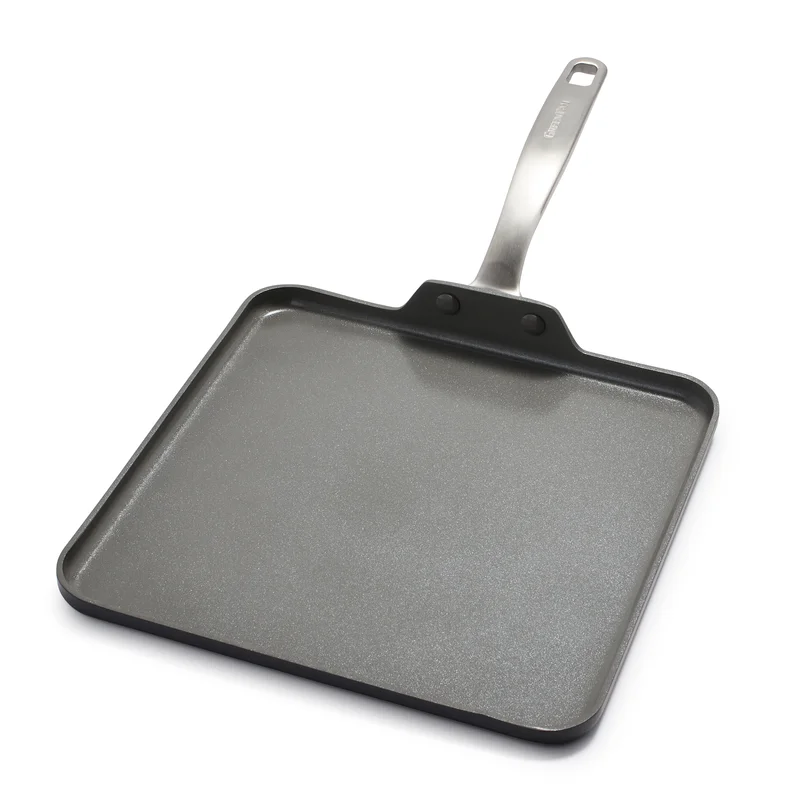 GreenPan Chatham Hard Anodized Healthy Ceramic Nonstick， 11 Griddle Pan， PFAS-Free， Dishwasher Safe， Oven Safe， Gray