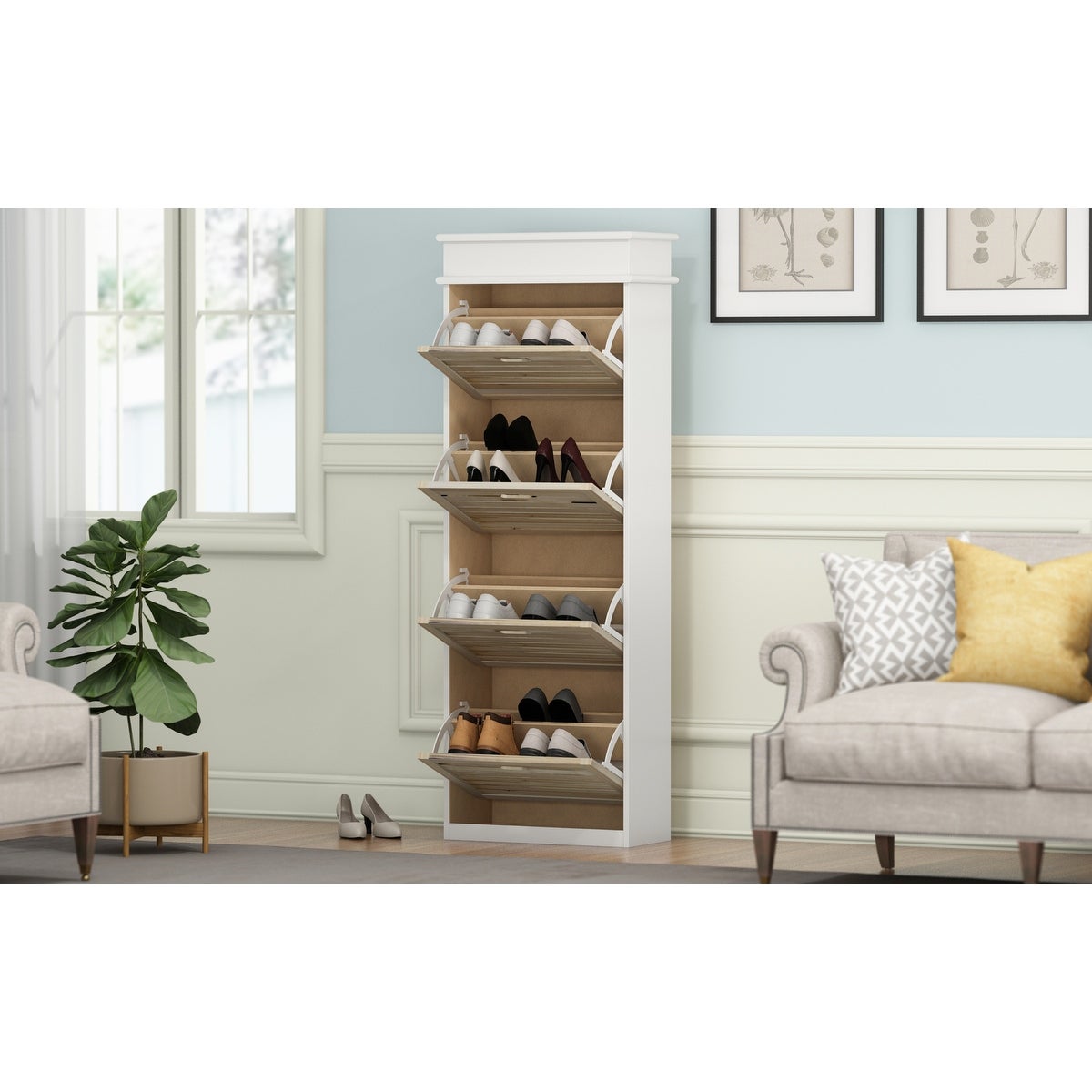 18-24 Pair Shoe Storage Cabinet Space Saving - - 35735025