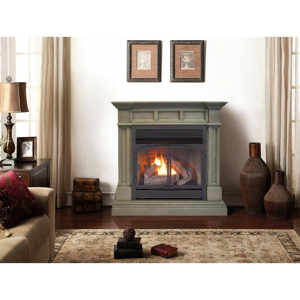 Duluth Forge Dual Fuel Ventless Gas Fireplace - 32000 BTU T-Stat Control Slate Gray Finish Model DFS-400T-2GR 179259