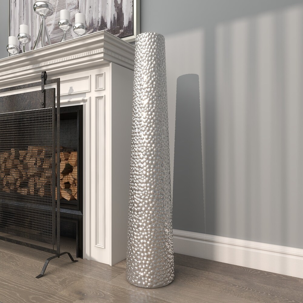 Contemporary Ceramic Floor Vase with Textured Pebbled Detailing Collection in Silver  Gold  White  or Black