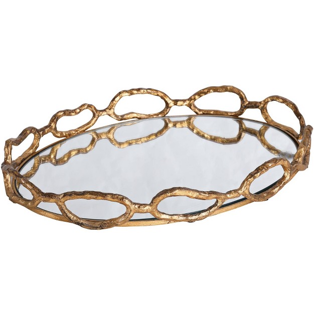 Uttermost Cable Chain Gold Leaf Mirrored Decorative Tray